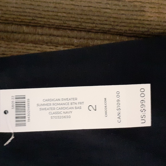 Chico's Classic Navy Blue Knit Cardigan - Picture 5 of 8